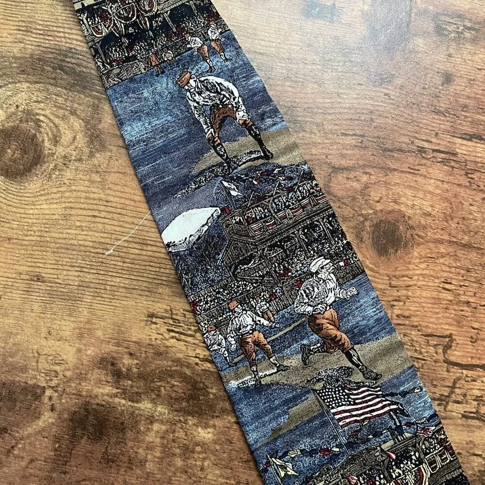Americana by MBP Mens Silk Necktie Old Tyme Baseball USA Novelty Theme Necktie